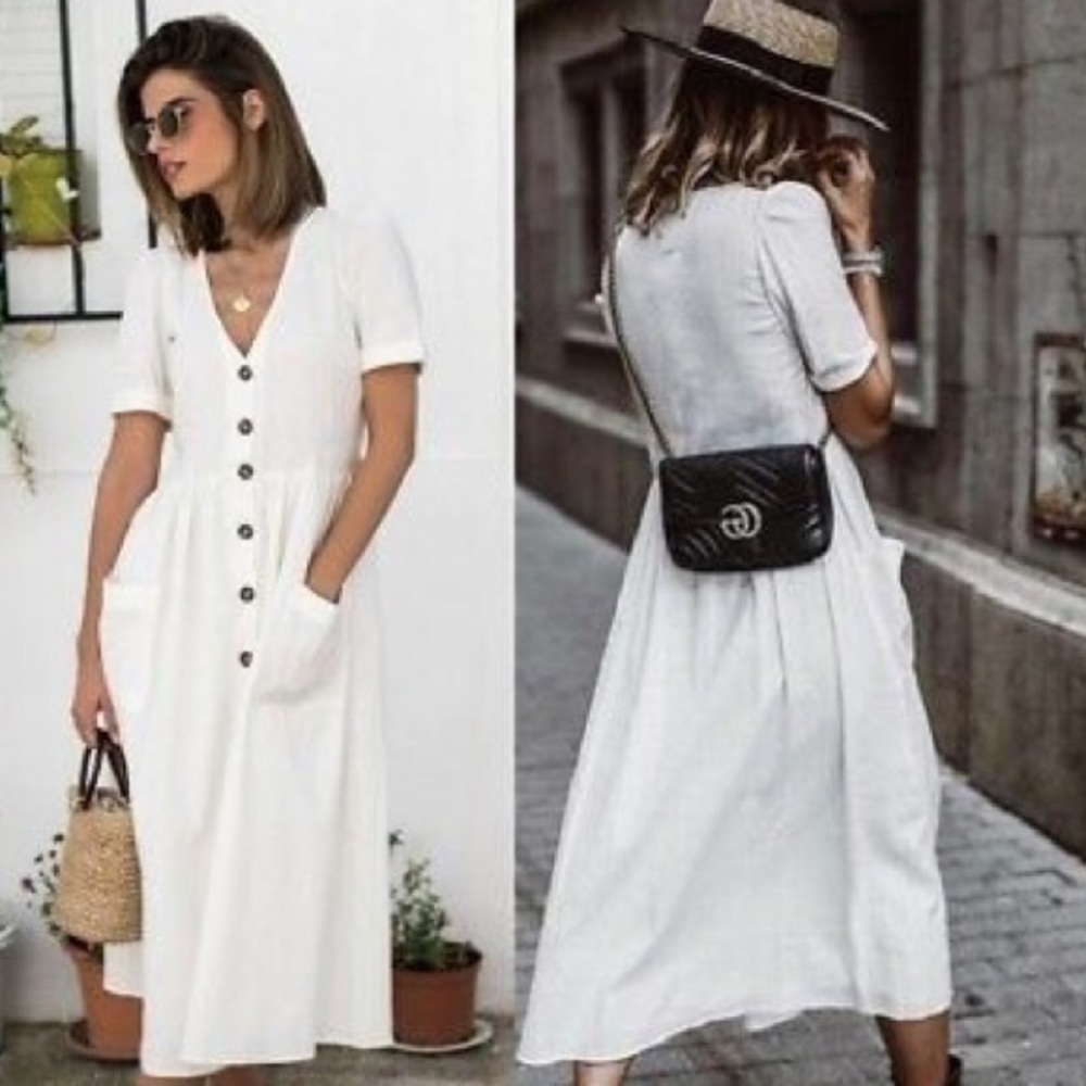Zara Button Up Midi Dress